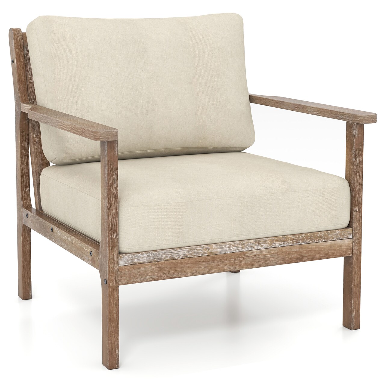 Contemporary Accent Chair with Solid Rubberwood Arms for Home